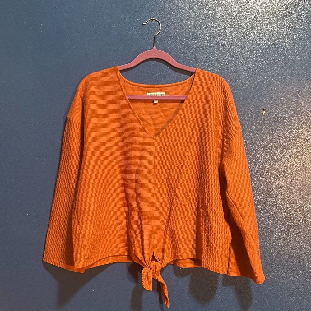 Madewell Texture & Thread Long-Sleeve Tie-Front Top